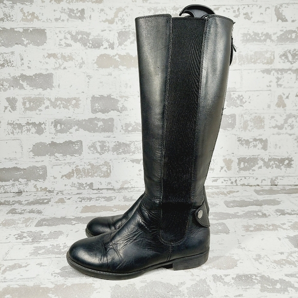 Franco Sarto Tahini Black Leather Elastic Gore Winter Boots I863 - Picture 1 of 14